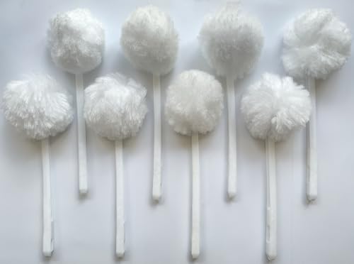 Image of Bowl Brush Toilet Cleaning Brush Set Soft Polyester Head 15x5 inches White (8Pack)