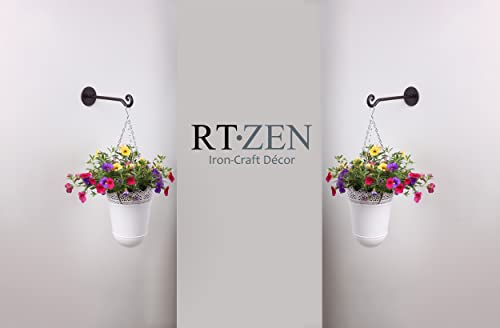 Rtzen Plant Hanger Swirl Hook - Hand Forged Heavy Duty Wrought Iron Wall Decor - Indoor Or Outdoor Swirly Hanging Plant Bracket For Bird Feeders Lanterns Baskets And Wind Chimes - 2 Pack #TOP6