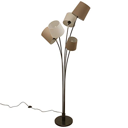 Design Stehleuchte LEVELS weiß beige braun mit 5 Leinen Schirmen Stehlampe...