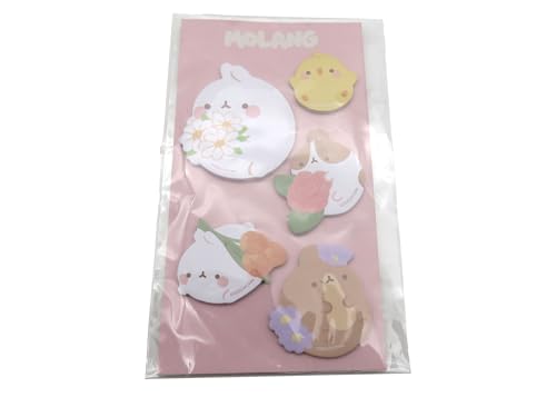 CyP Brands Molang Stationery Set Stationery Accessories Clips Pencil Case Highlighter Erasable Pen Flower Pink Official Product - Image 4