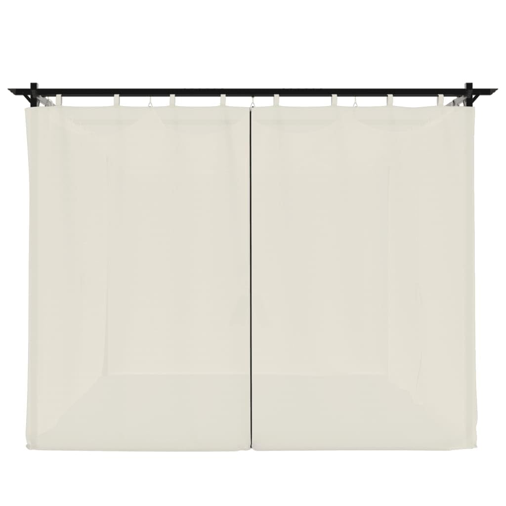 Gazebo da Giardino 3x3 m con Tende Crema in Acciaio | Pergolato da esterno per giardino e patio con tetto retrattile regolabile e tende laterali con cerniera.