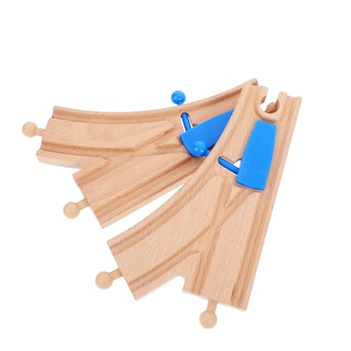 BESPORTBLE 2Pcs Wooden Train Track Switch Accessory Set Interactive and Educational for Compatible with Major Brands Safe and Sustainable Wooden Design Enhances Motor Skills and Playtime