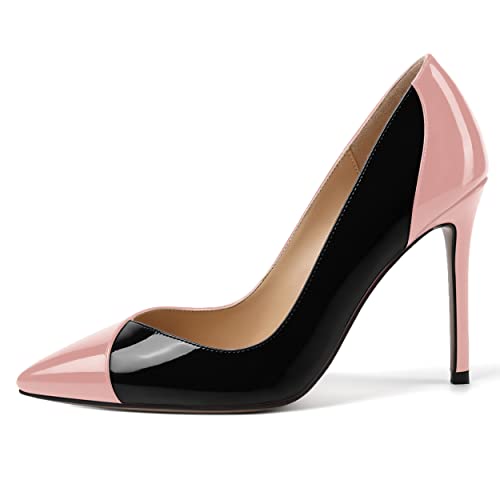 SHOWFOREST Women's Patent Slip On Pointed Toe Solid Dating Sexy Slim Stiletto High Heel Pumps Shoes 4 Inch2