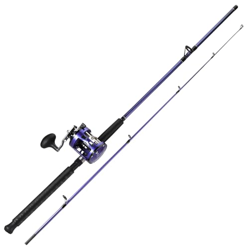 Sougayilang Trolling Fishing Rod Reel Combo - Heavy Duty Inshore/Catfish Rod with 4000 Size Reel, 2-Piece Saltwater Combo for Big Game Fish- 7'0'- Left Handed