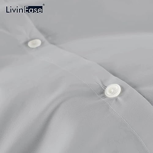 LivinEase Brushed Microfibre King Size Duvet Cover Sets, 100 GSM Silver Kingsize Duvet Cover with 2 Pillowcases (50x75 cm) - Image 4