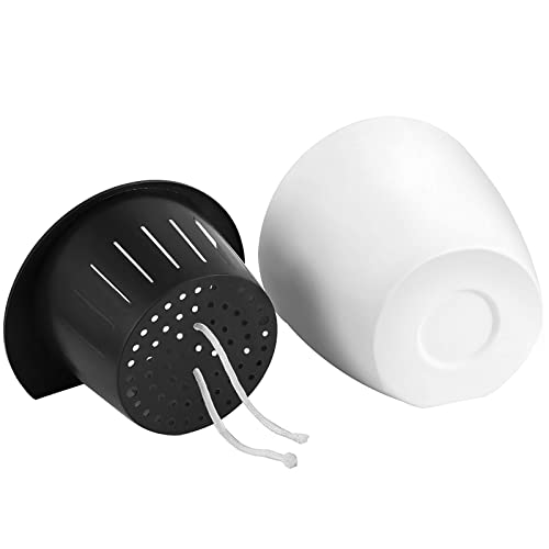 Hoigon 6 Pack 7 Inch Self Water Hanging Plants Pots, Self Watering Wall Hanging Plastic Planters With S-Hooks And Wicks, Lazy Flower Pot For Indoor Outdoor Orchids African Violet, White #TOP2