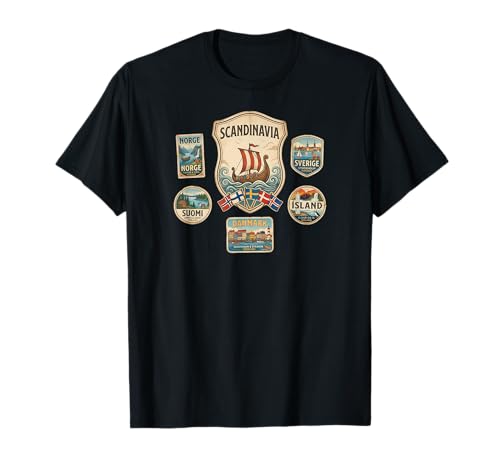 Stickers de Voyage Vintage Scandinavie T-Shirt