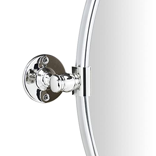 Image of Round Pivot Bathroom Mirror Chrome Circle Metal Framed Tilting Vanity Mirrors for Wall, Overall 27.98 x 24 inches (Mirrror 24 x 24 inches)