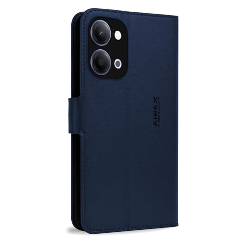 Image of AIBEX Compatible for Vivo T5 Lite 5G / Vivo Y21 5G / Vivo Y11 5G Flip Cover Leather Finish | Inside TPU with Card Pockets | Wallet Stand | Complete Protection Flip Case Blue