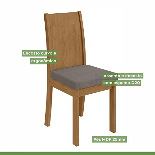 Conjunto Mesa Retangular 120cm 4 Cadeiras Athenas Móveis Lopas Amêndoa Clean/suede Animale Bege