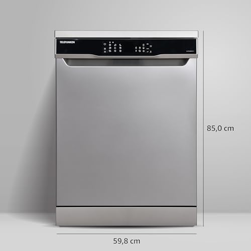 Telefunken Geschirrspüler freistehend | Spülmaschine 60 cm | 12 Maßgedecke | 9 Programme | AquaStop - Schutz vor Wasserschäden | Auto-Door | leise 44 dB | SpeedWash | inkl. Besteckkorb | G-FS-6014-C-I