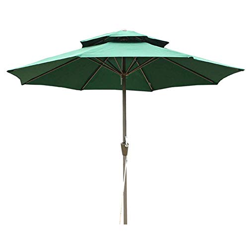 Parasol exterior azul de 2.7m con toldo doble impermeable y 8 varillas 6
