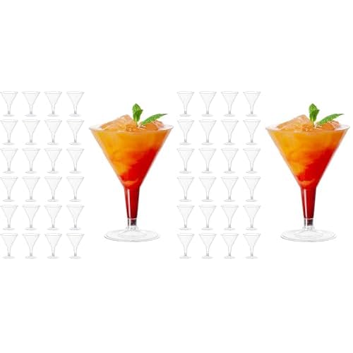 MATANA 96 Premium Plastic Martini Cocktail Glasses, 7 Oz - Elegant, Sturdy & Reusable - Manhattan, Margarita, Cosmopolitan, Desserts - Weddings, Birthdays, Christmas, Garden Parties