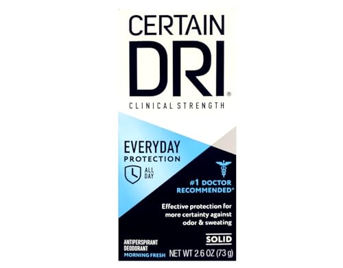 Certain DRI Everyday Strength Clinical Solid Antiperspirant/Deodorant, Morning Fresh Fragrance, 2.6 oz Each (Pack of 10)
