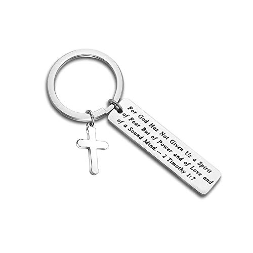 MAOFAED Religious Jewelry For God Has Not Given Us A Spirit of FearChristian Jewelry Bible Verse Keychain Bible Study Gift