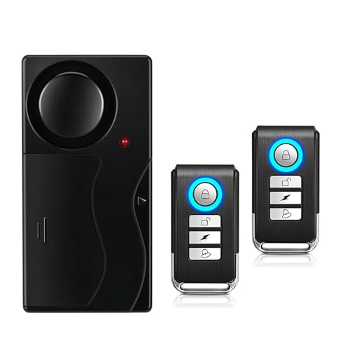 Mengshen Alarma Antirrobo para Bicicleta Alarma Seguridad Vibración Sensor Movimiento Sistema Alarma Seguridad para E Bike Bicicleta Puerta Ventana Coche 110dB Loud (2 Mando a Distancia Incluido)