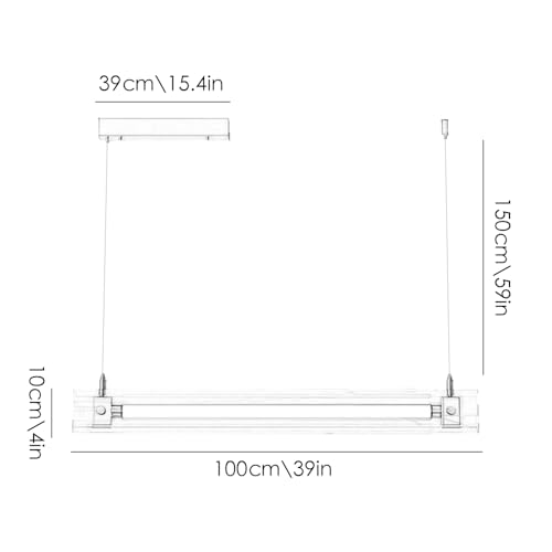 Lampe suspendue linéaire en acier inoxydable pour table de séjour