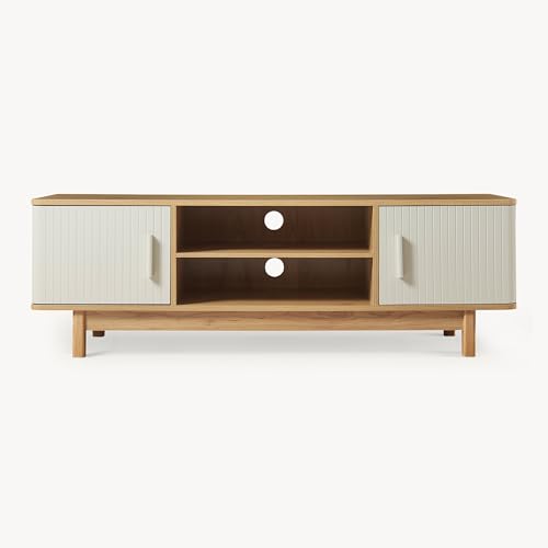 Mobile Porta Tv Ferrersp A 2 Ante E Scomparti Aperti 140 X 40 X 45 Cm - Color Avena Oatmeal [En.Casa] - 5