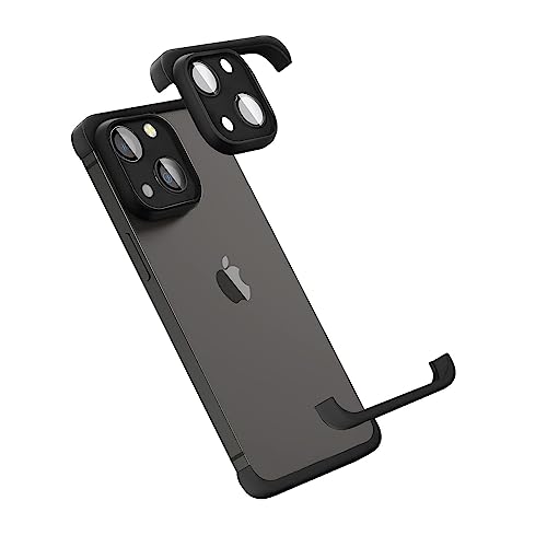 OBHEI Real Bare Frameless Phone Case Designed for iPhone 13, Camera Lens Protector, Shockproof TPU Corner Pad for iPhone 13, 6.1 Inch - Black