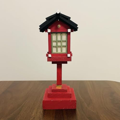 和風ミニチュア灯籠《紅》 日本庭園 和雑貨 春日灯籠 ジオラマ 装飾 神具 木製