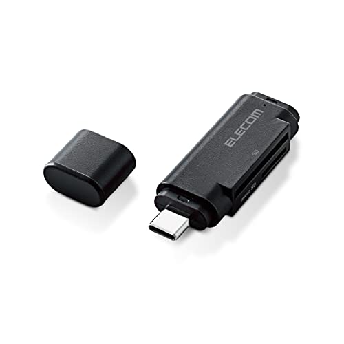 ELECOM Memory reader writer Type-C connector direct insertion type for SD/microSD [Black] MR3C-D011BK (Japan Import)