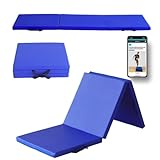 MOZURU - Colchoneta Plegable Multifuncional para Yoga, Gimnasia y Fitness | 180x60x5cm | Antideslizante, Impermeable, Fácil de Limpiar | Espuma de 5 Capas, Absorción de Impacto, Color Azul