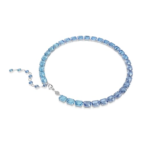 Swarovski Millenia Tennis Necklace, Octagon Cut, Color Gradient, Blue, Rhodium Finished4