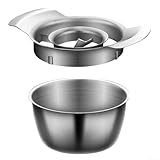 Granatapfelschäler und Entkerner aus Edelstahl mit rutschfester Schüssel und Holzhammer für kontrollierte und ordentliche Obstverarbeitung (Granatapfelschneider)