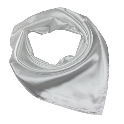 JK Home Faux Soie Écharpe 60x60cm Foulard Carré Couleur Uni Châle Doux Léger Élégant Blanc