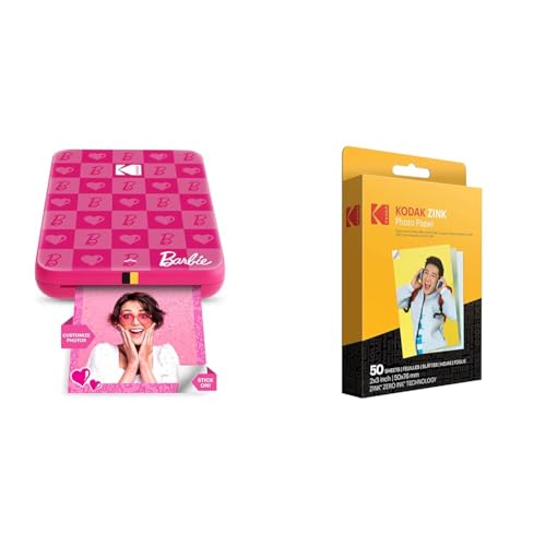 Image of KODAK Barbie x Step Slim Wireless Instant Portable Photo Mobile Printer 2 inchx3 inch Premium Photo Paper (50 Sheets)