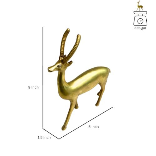 Image of Brass Big Deer Idol, Vastu Remedy for Stability & Stamina (22.86 cm, 830 g)