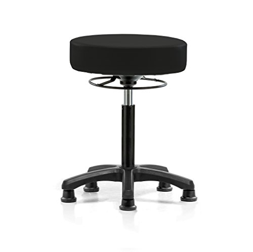 Image of Perch Stationary Life Height Adjustable Stool | Medium Bench Height 20.5-28 inch | Black Fabric