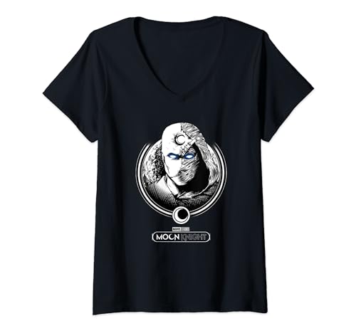 T-shirt Moon Knight Marvel col V pour femme avec yeux brillants