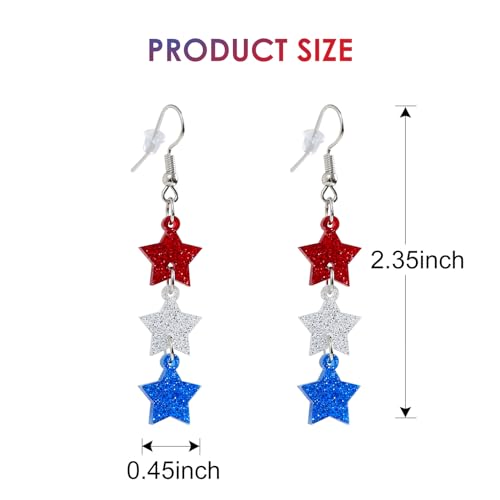 4th-of-July-Earrings-for-Women-Glitter-Star-Drop-Dangle-Earrings-Patriotic-American-Flag-Independence-Day-Accessories
