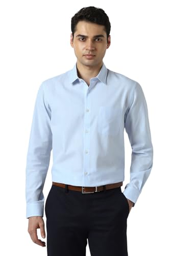 Image of Men Light Blue Regular Fit Full Sleeves Formal Shirt