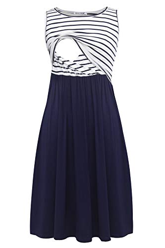 Image of Smallshow Women's Sleeveless Nursing Dresses Patchwork Maternity Breastfeeding Dress
