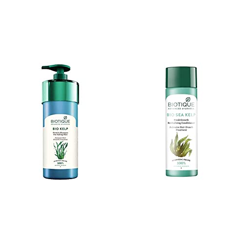 Image of Biotique Bio Kelp Protein Shampoo for Falling Hair Intensive Hair Regrowth Treatment, 800ml and Biotique Bio Sea Kelp Fresh Growth Revitalizing Conditioner, 120ml