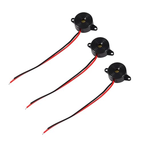 XUMIUZIY Zumbador Piezoeléctrico de Alta Salida de Sonido, 3 Unidades, para Ordenadores, Impresoras, Fotocopiadoras, 23 Mm de Diámetro, Plástico Negro