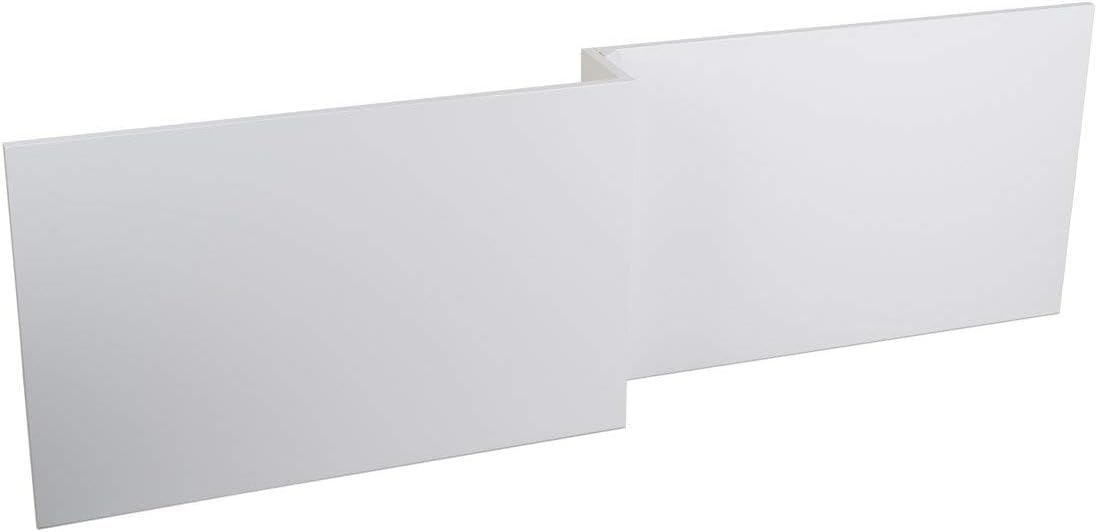 Aquariss 1700mm L Shape Gloss White Wood Shower Bath Front Panel Adjustable for Bathroom Soaking Tub