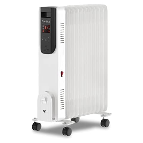 Ometa Oil Filled Radiator 2500W 11 Fin Oil Heater, Free Standing Electric Smart Radiator with Wifi Amazon Alexa Google Assistant & Remote, Portable Electric Heater Adjustable Thermostat Timer (White) Cover