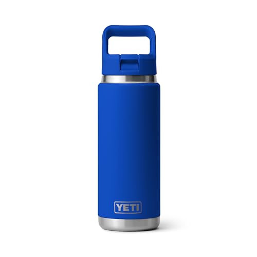Image of YETI Rambler 26 oz Bottle, Vacuum Insulated, Stainless Steel with Color Matching Straw Cap