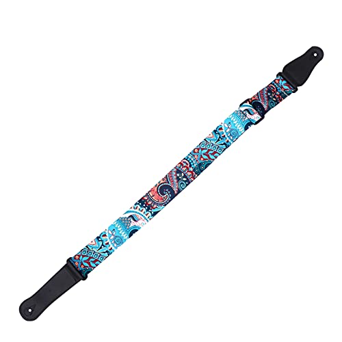 MILISTEN Einstellbare Ukulele Gurt Retro Böhmischen Leder Gitarre Strap Ethnische Stil Ukulele Schulter Gurt Gürtel Sling für Sopran Konzert Tenor Ukulele Blau Cover
