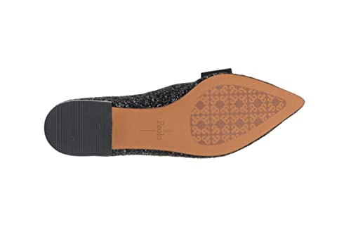 Image of MELROSE | Womens Vegan Friendly Glitter And Grosgrain Bow Smoking Slipper Flat