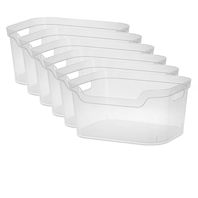 6-Pack Large Clear Open Storage Bins, Plastic Organizing Containers with Easy Open Front