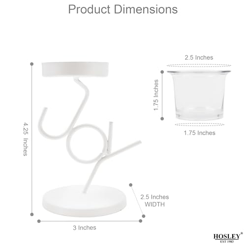 Image of HOSLEY Clear Glass Tealight Candle Holders|White Tealight Candle Holders with Glass Holders Perfect for Home Decor Tabletop Centerpiece| Pack of 1 with Pack of 1 Tealights