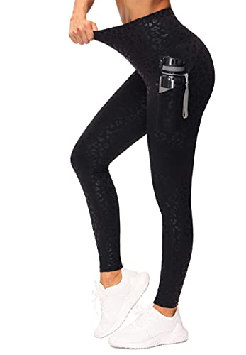 Image of THE GYM PEOPLE Thick High Waist Yoga Pants with Pockets, Tummy Control Workout Running Yoga Leggings for Women