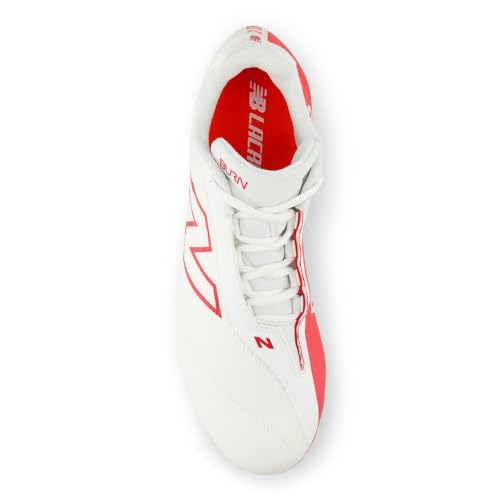 New Balance Unisex-Adult BurnX4 Lacrosse Shoe, White/Red, Men 4.5 N/Women 6 M
