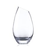 Angled Rim Clear Glass Vase for Centerpieces, Decorative Vase for Wedding centerpieces, Parties, Living Room, Dining Table, Entryway, Home Decor, Shelf, Office (4.5" W X 8" H)