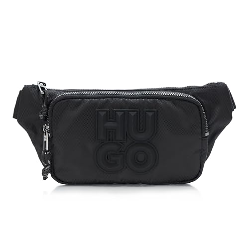 Sac banane HUGO Malick nylon noir spatial avec grand logo pour homme en taille unique