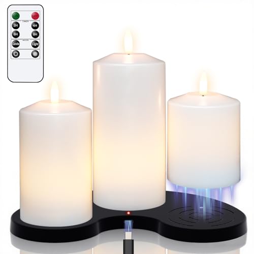 Eldnacele Wiederaufladbare LED Kerzen mit Fernbedienung & Timer, 3er...